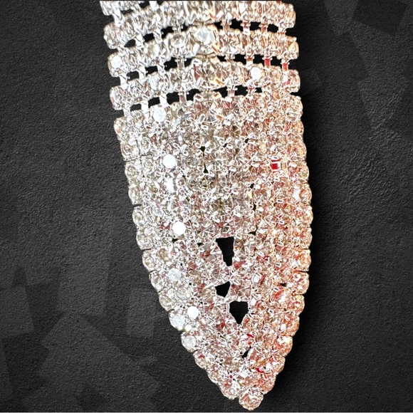 NEW Silvertone Metallic Serpent Snake CZ Crystal Encrusted Choker Necklace - Picture 5 of 16